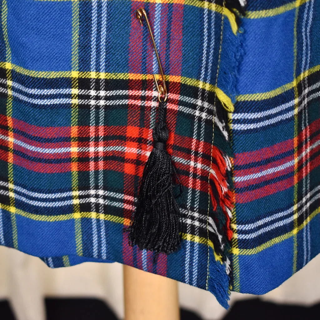 1960s Vintage Blue Plaid Kilt Skirt