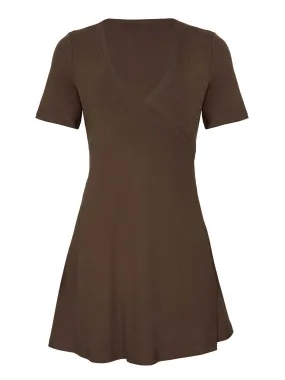 Bamboo Wrap Dress - Mini - Cocoa