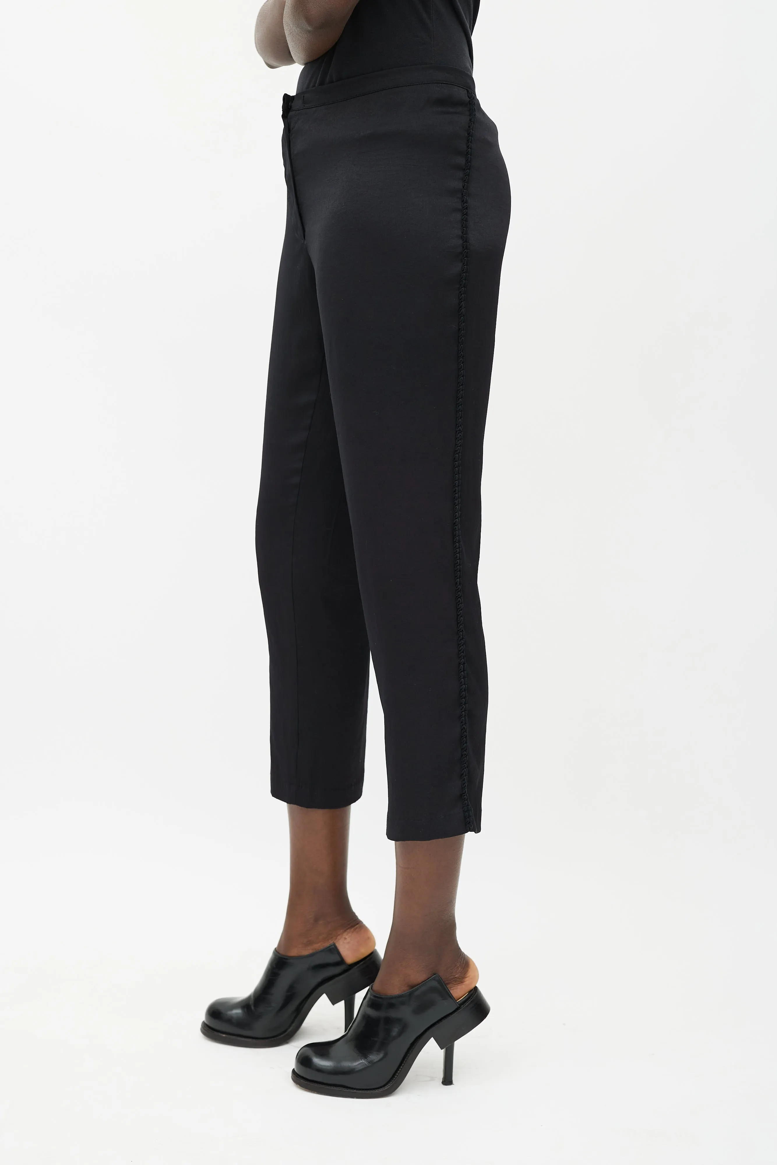 Black Cropped Scalloped Trouser