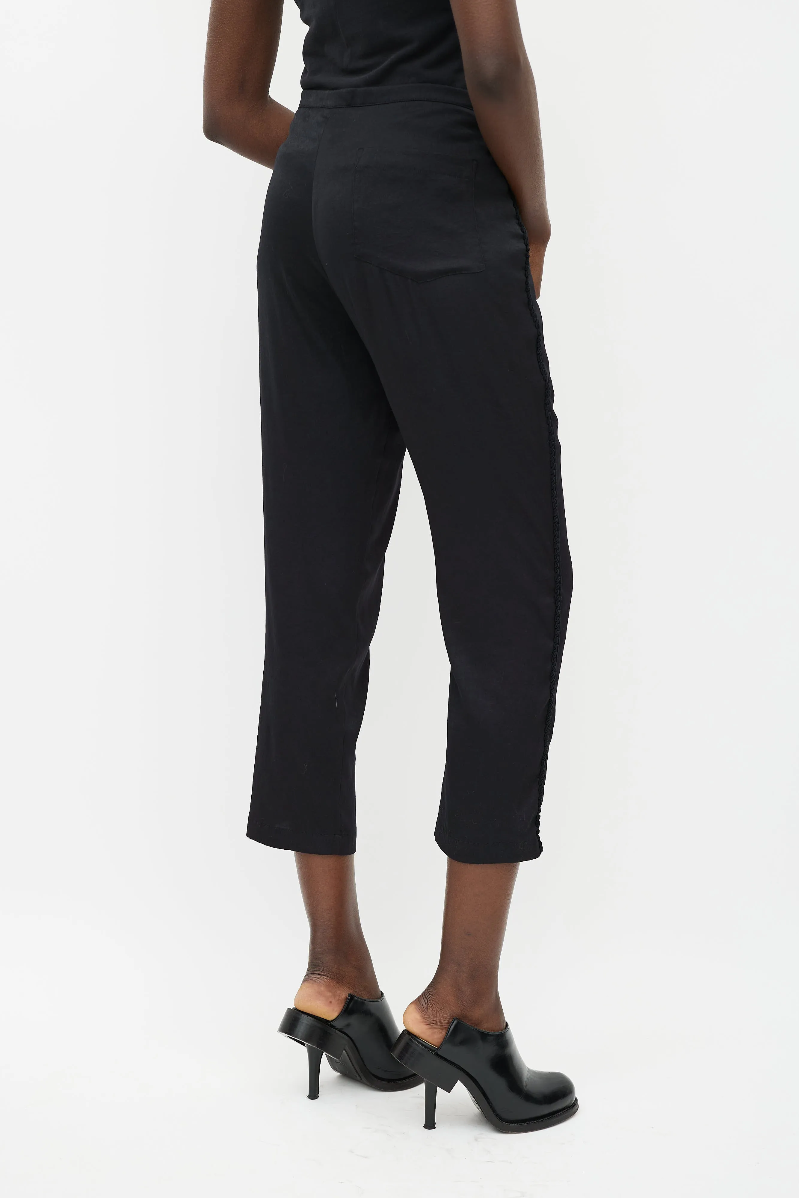 Black Cropped Scalloped Trouser