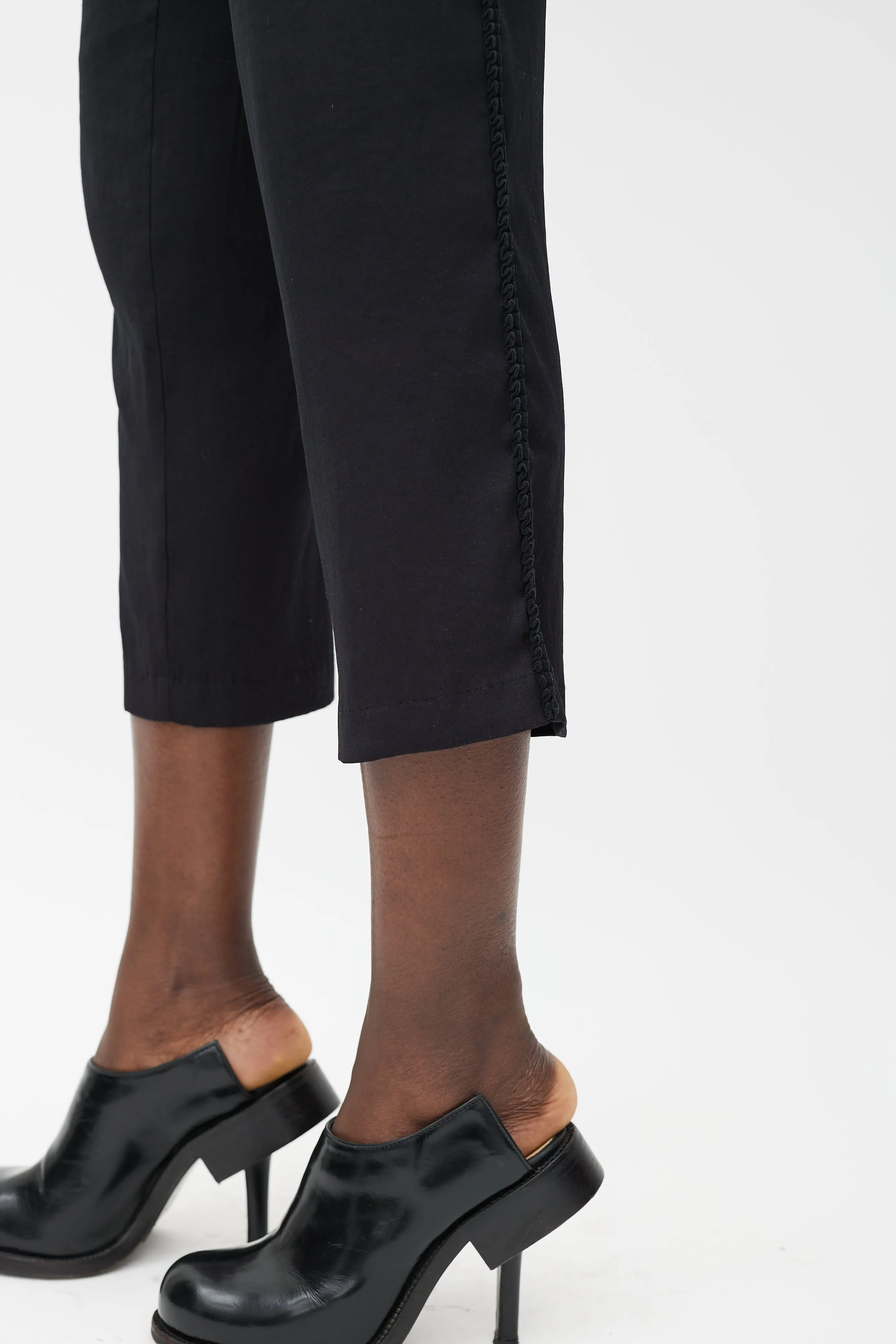 Black Cropped Scalloped Trouser
