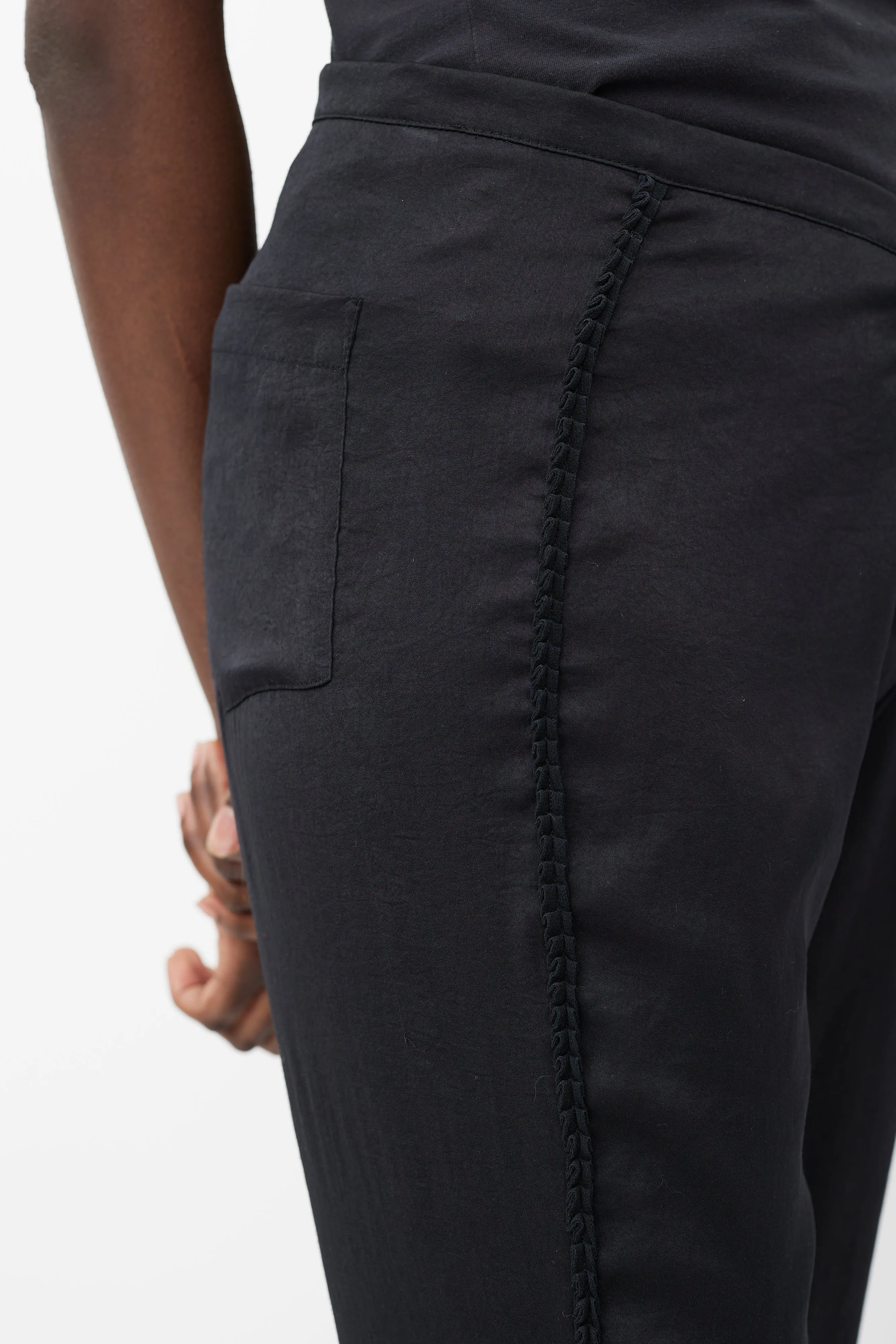 Black Cropped Scalloped Trouser