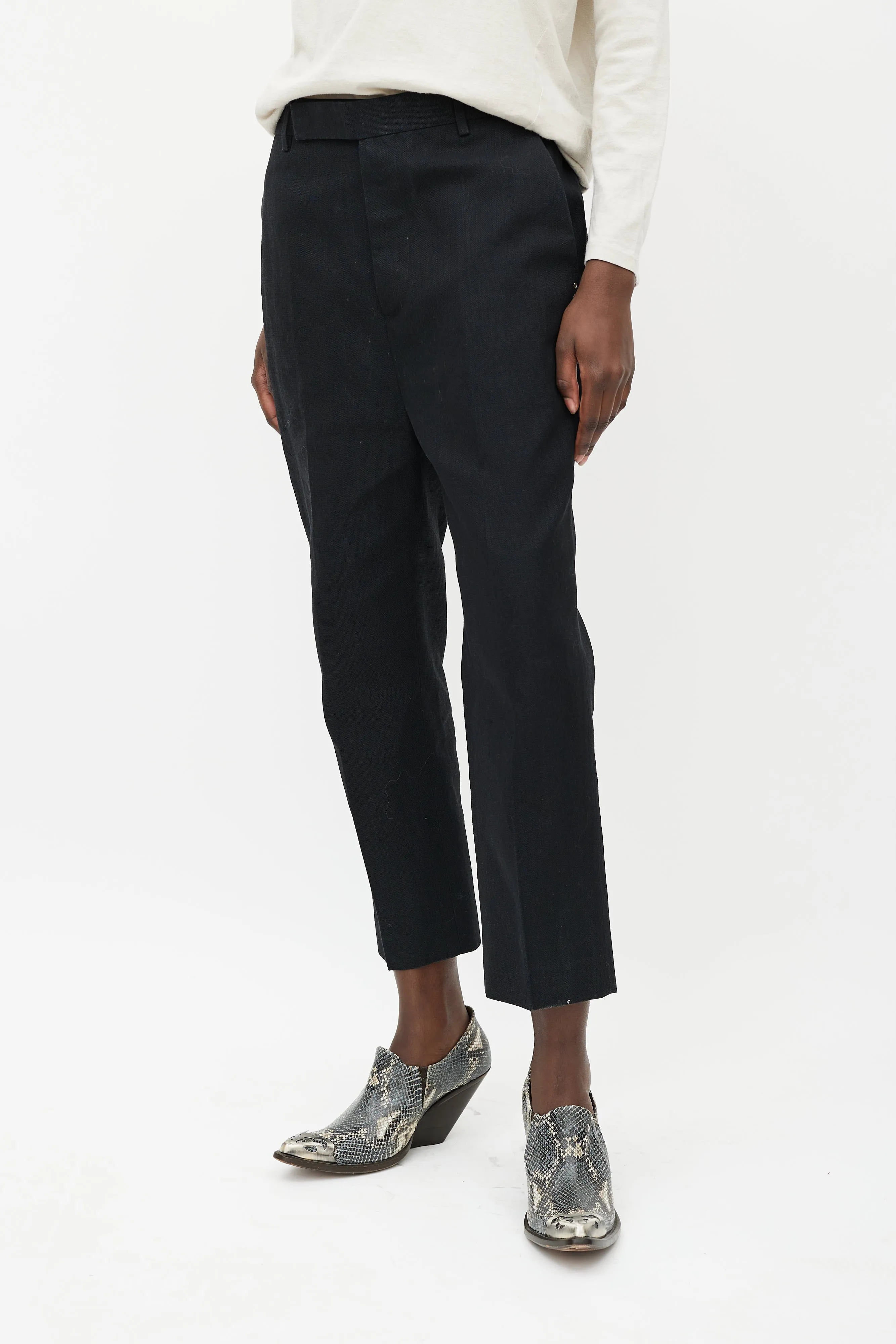 Black Woven Drop Seat Trouser