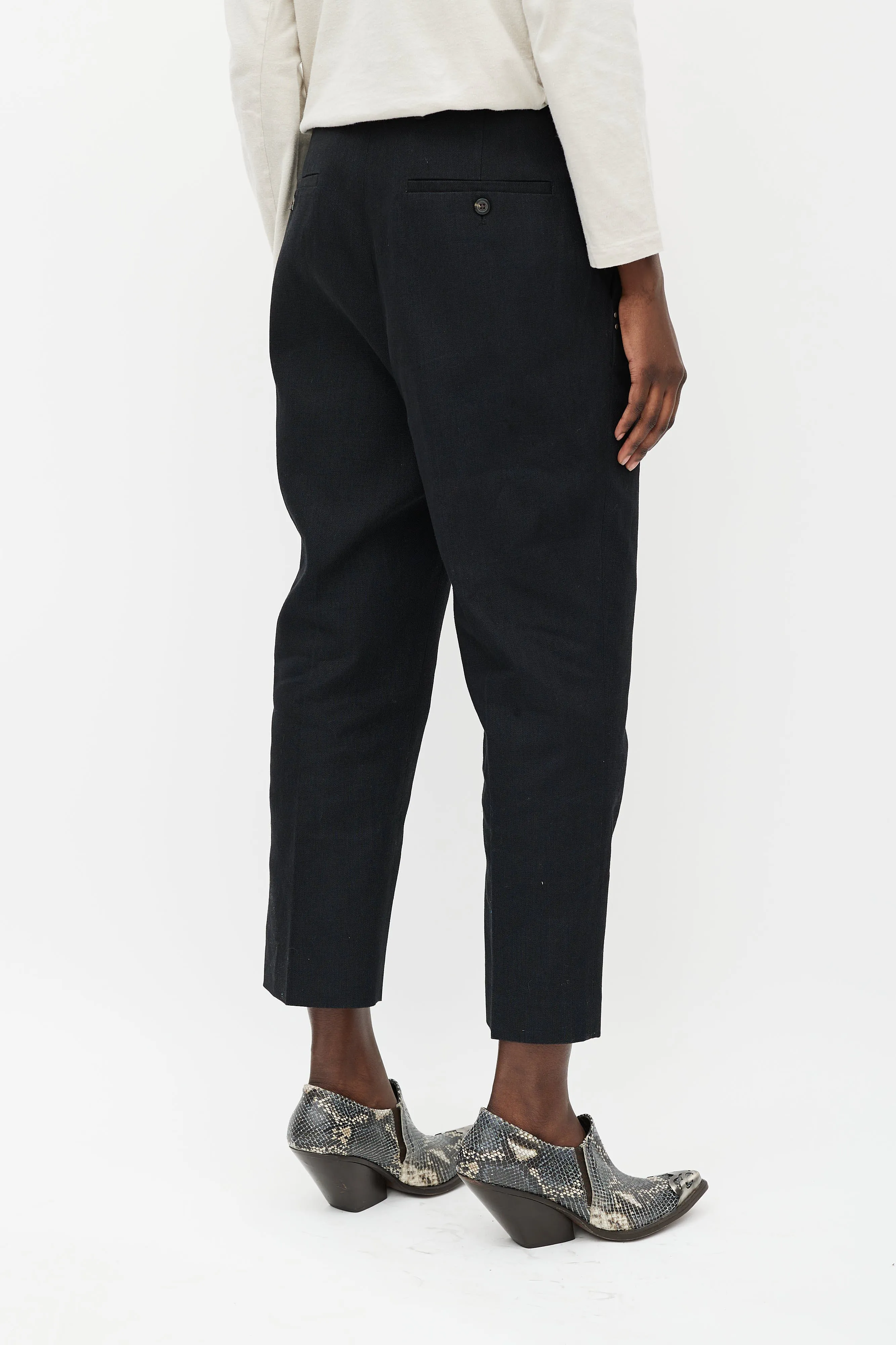 Black Woven Drop Seat Trouser