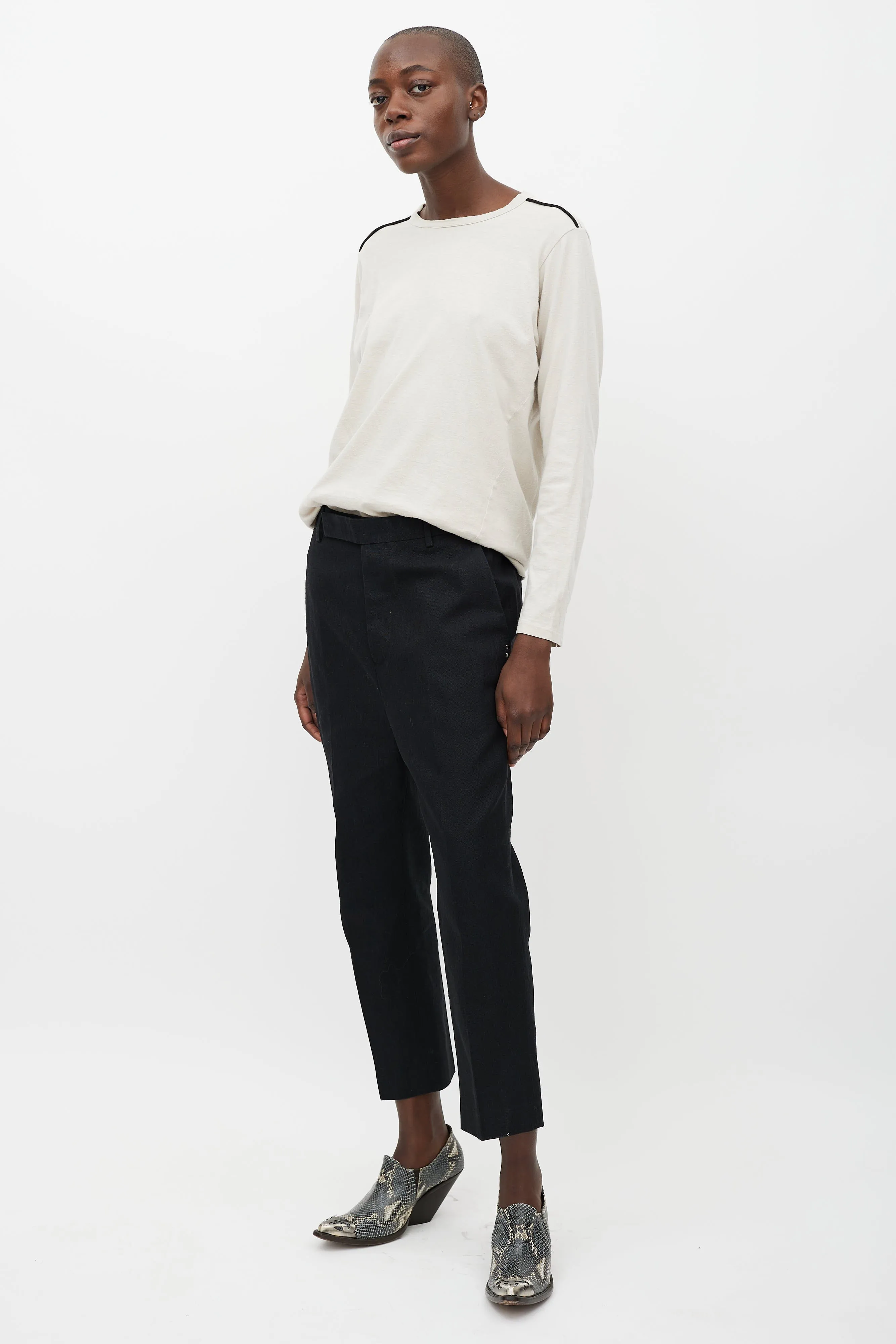 Black Woven Drop Seat Trouser