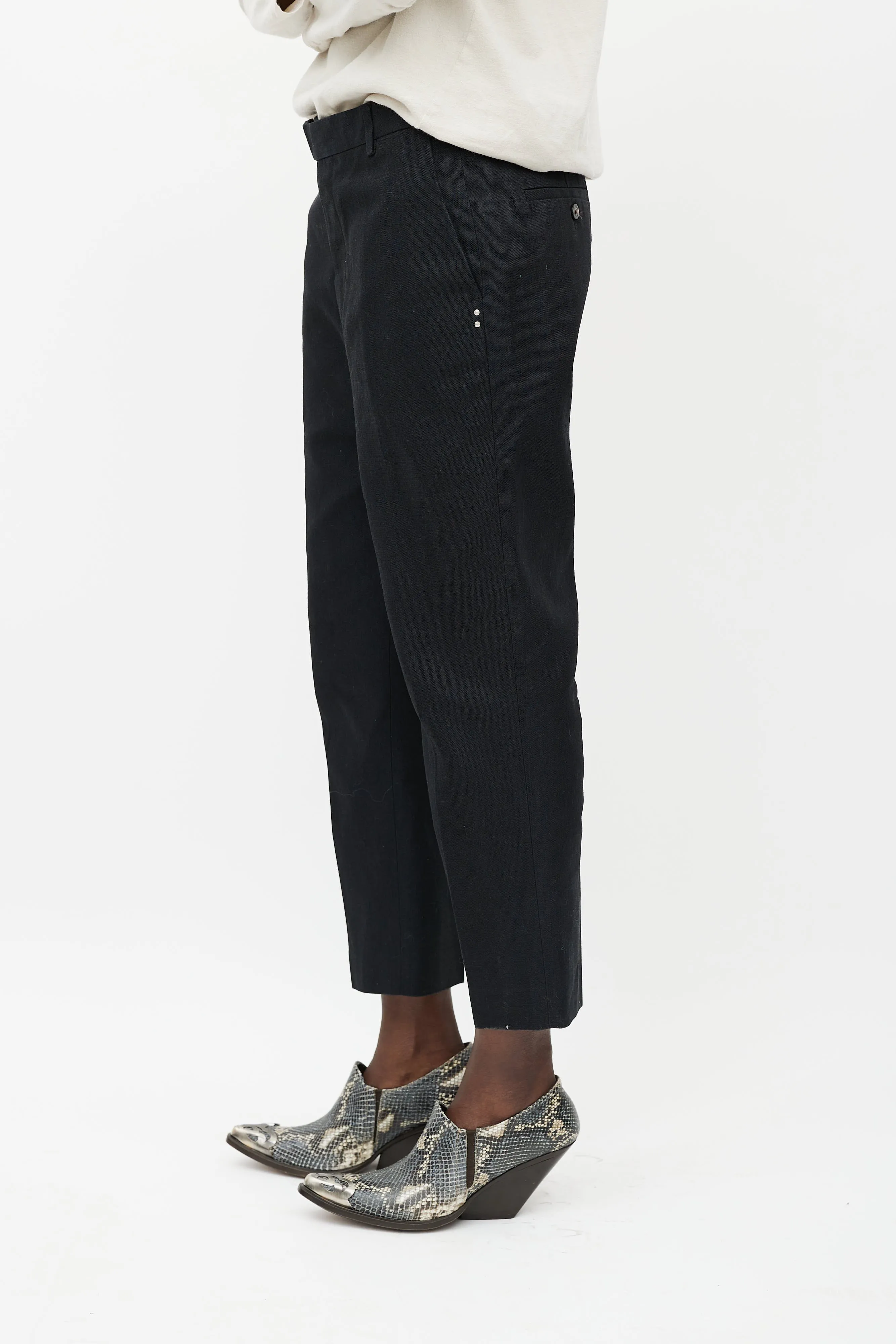Black Woven Drop Seat Trouser