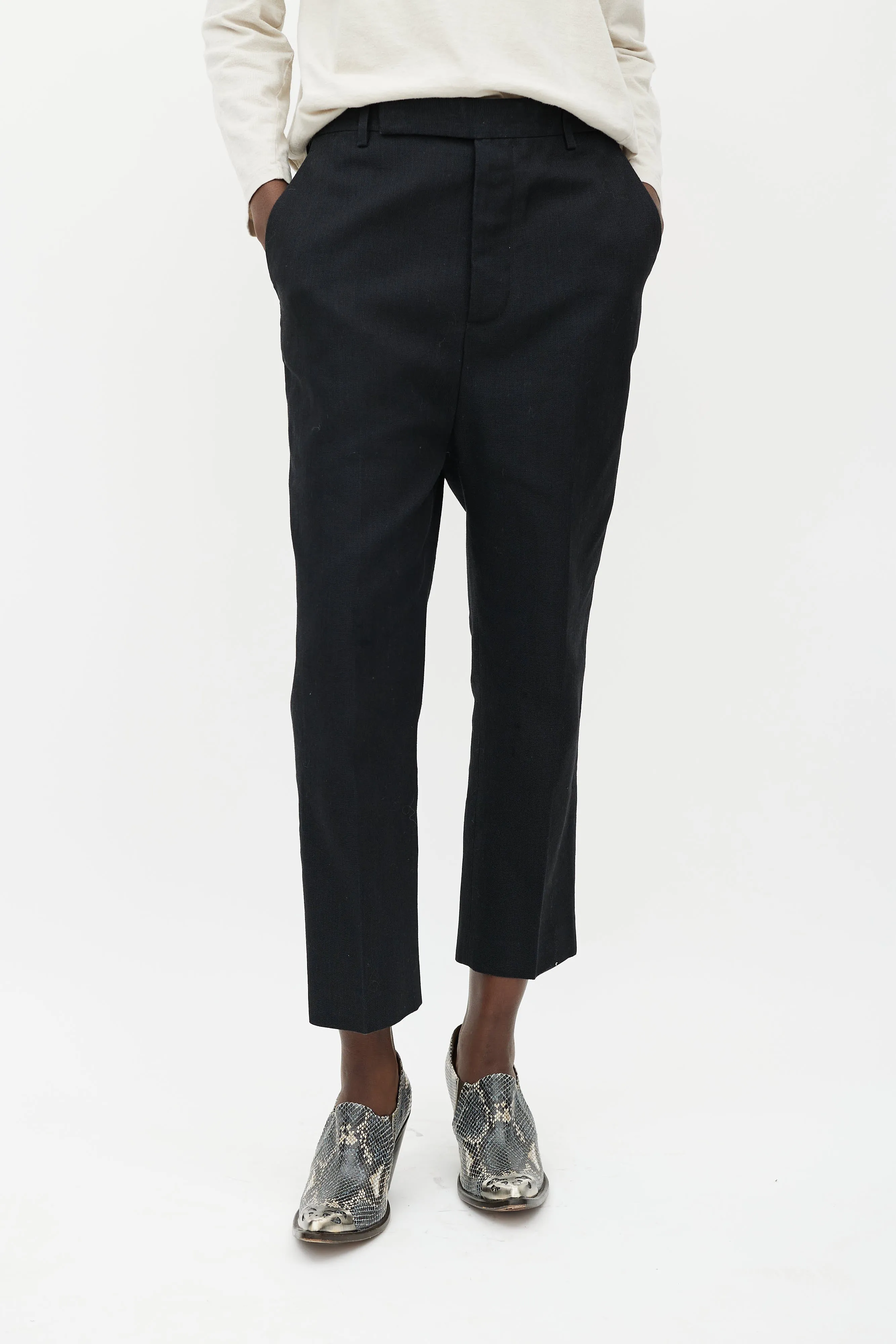Black Woven Drop Seat Trouser
