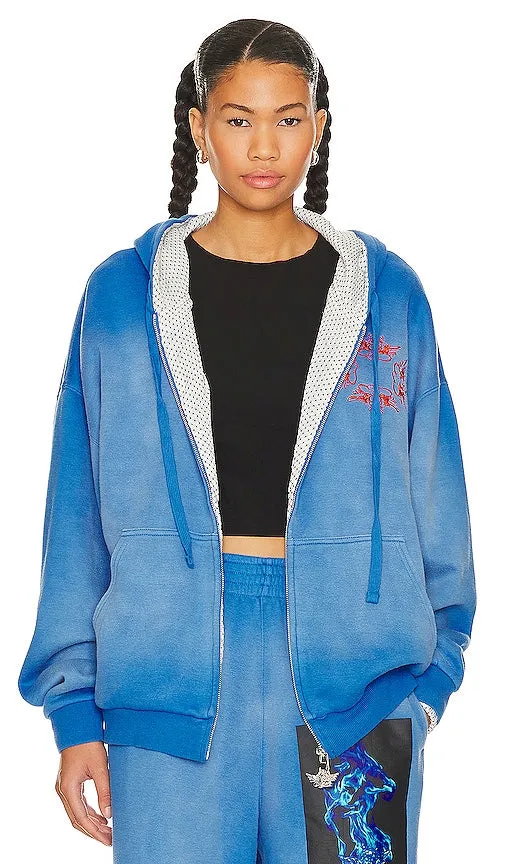 Boys Lie Electric Love Interlock Zip-up Hoodie in Blue