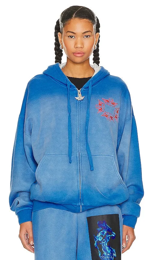 Boys Lie Electric Love Interlock Zip-up Hoodie in Blue