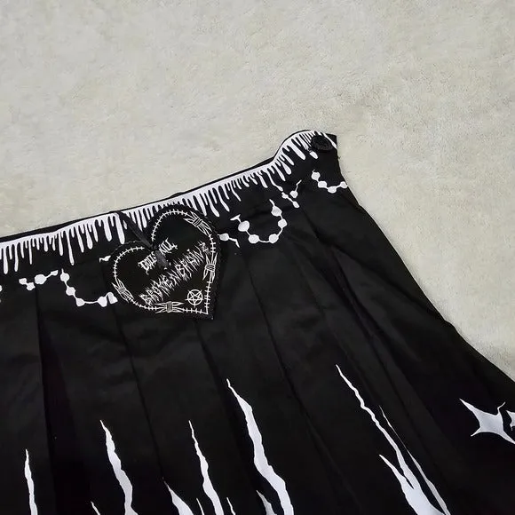 Damaged Damsel Pleated Skirt | Black & White High Waist Pleated