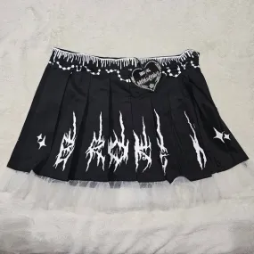 Damaged Damsel Pleated Skirt | Black & White High Waist Pleated