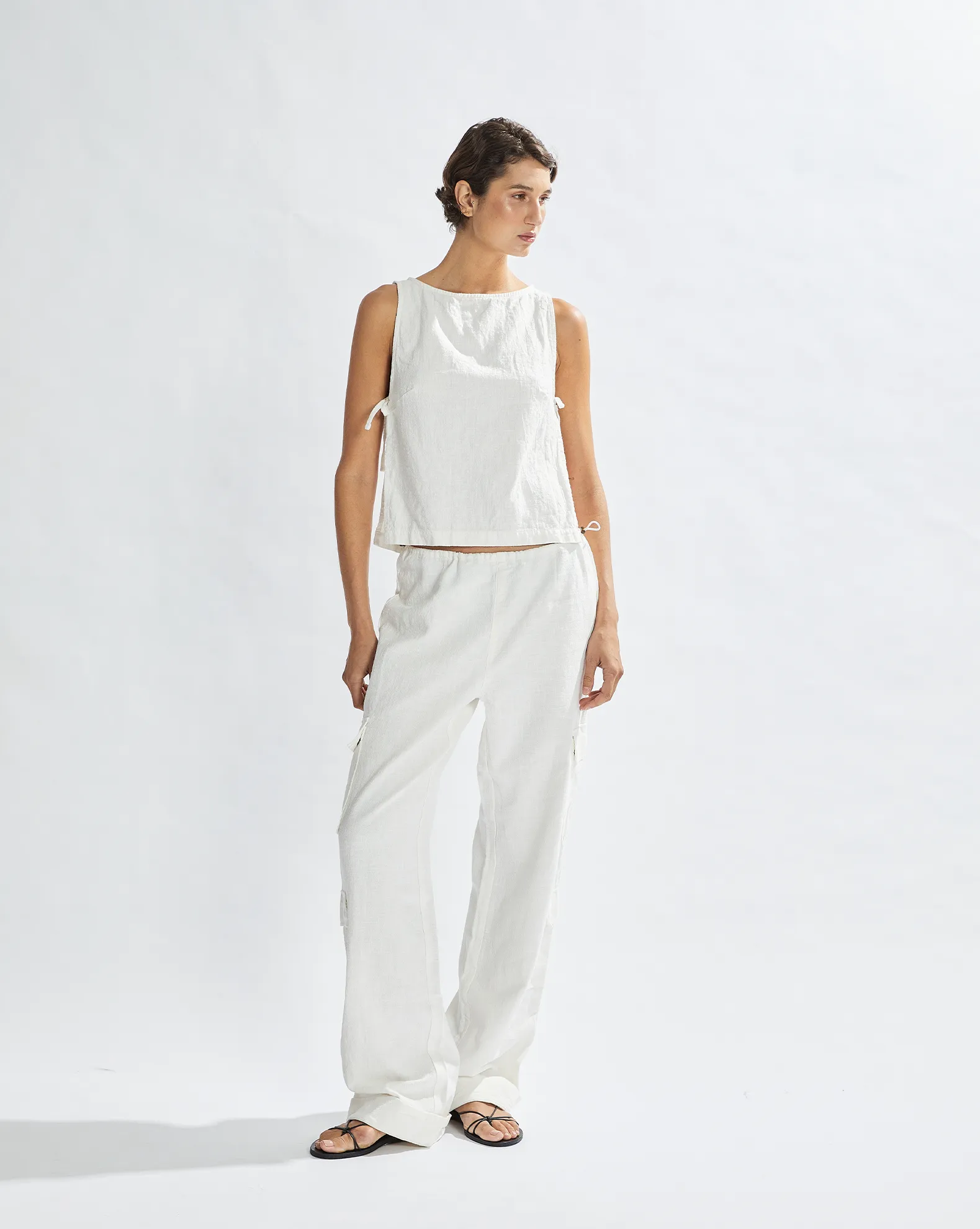 Evie Trousers Off White Cropped