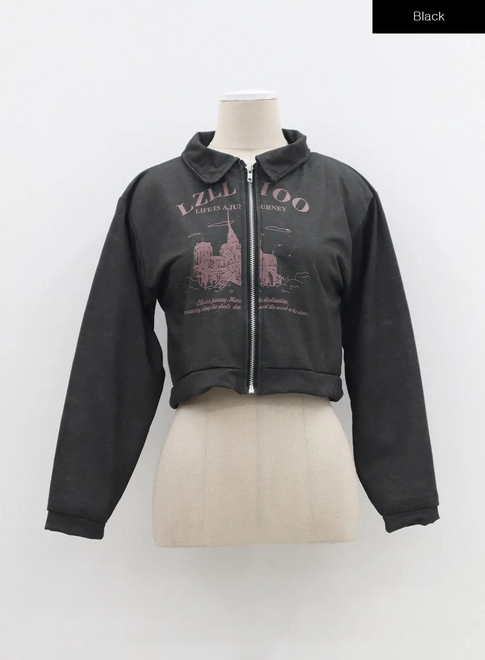Graphic Cropped Zip-Up BM329