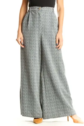 Gray Printed Retro Wide Leg Pants