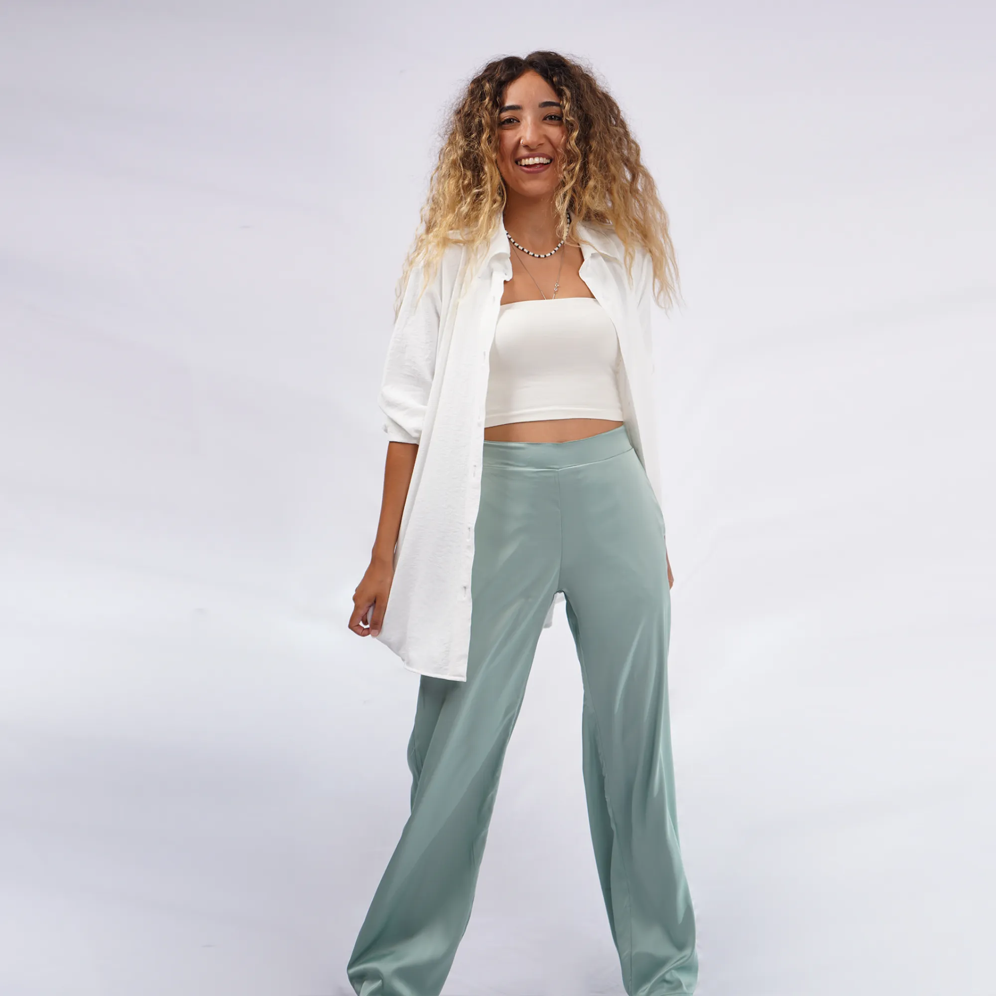 Mint Silk Pants