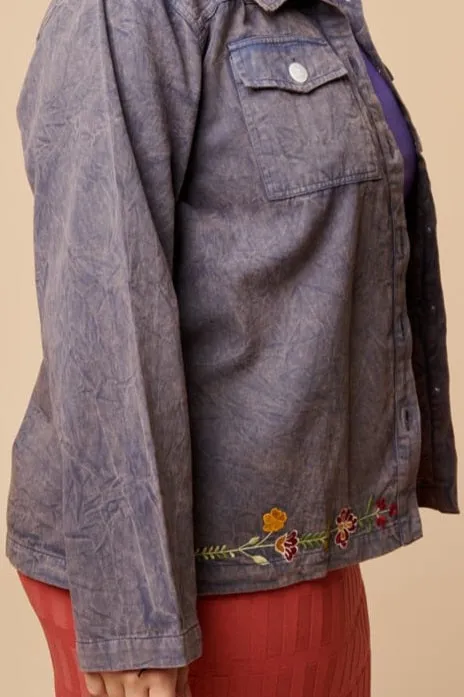 Moon Phase Embroidered Jean Light Weight Jacket
