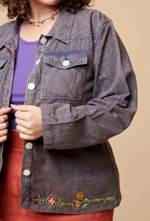 Moon Phase Embroidered Jean Light Weight Jacket
