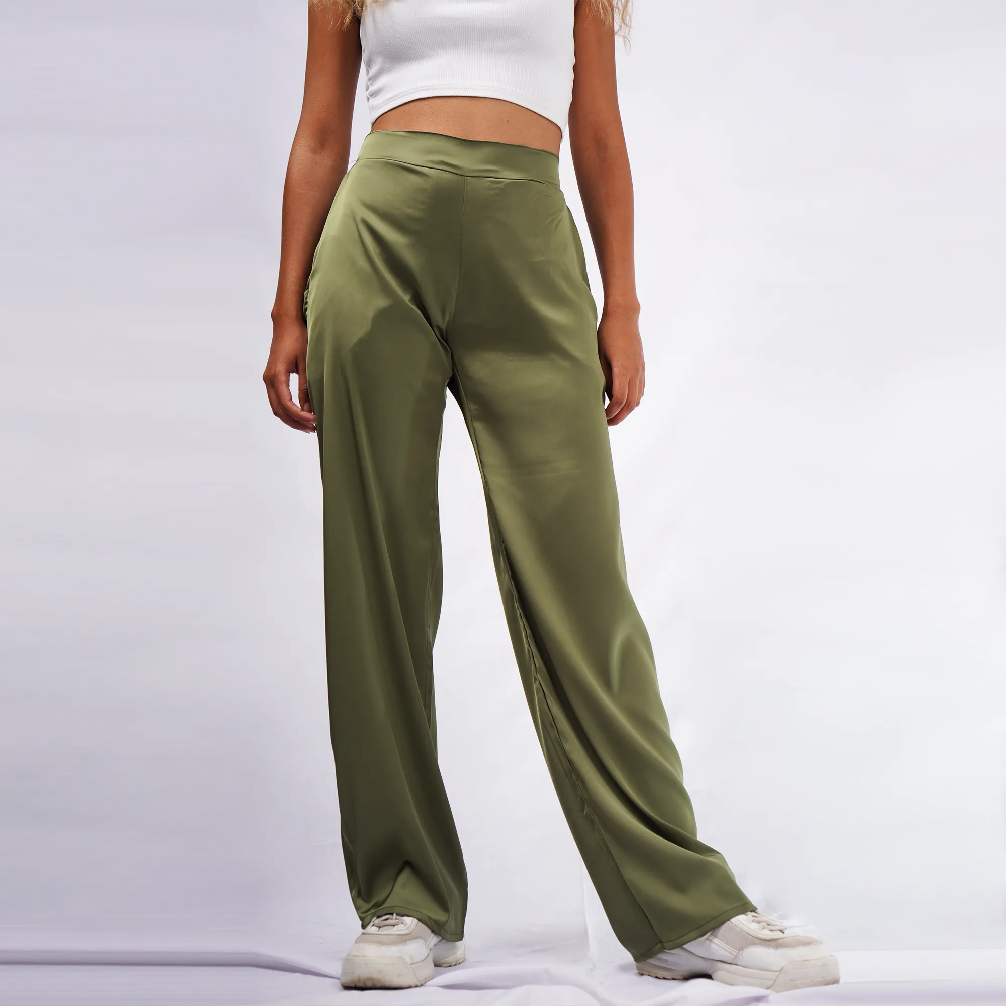 Olive Silk Pants