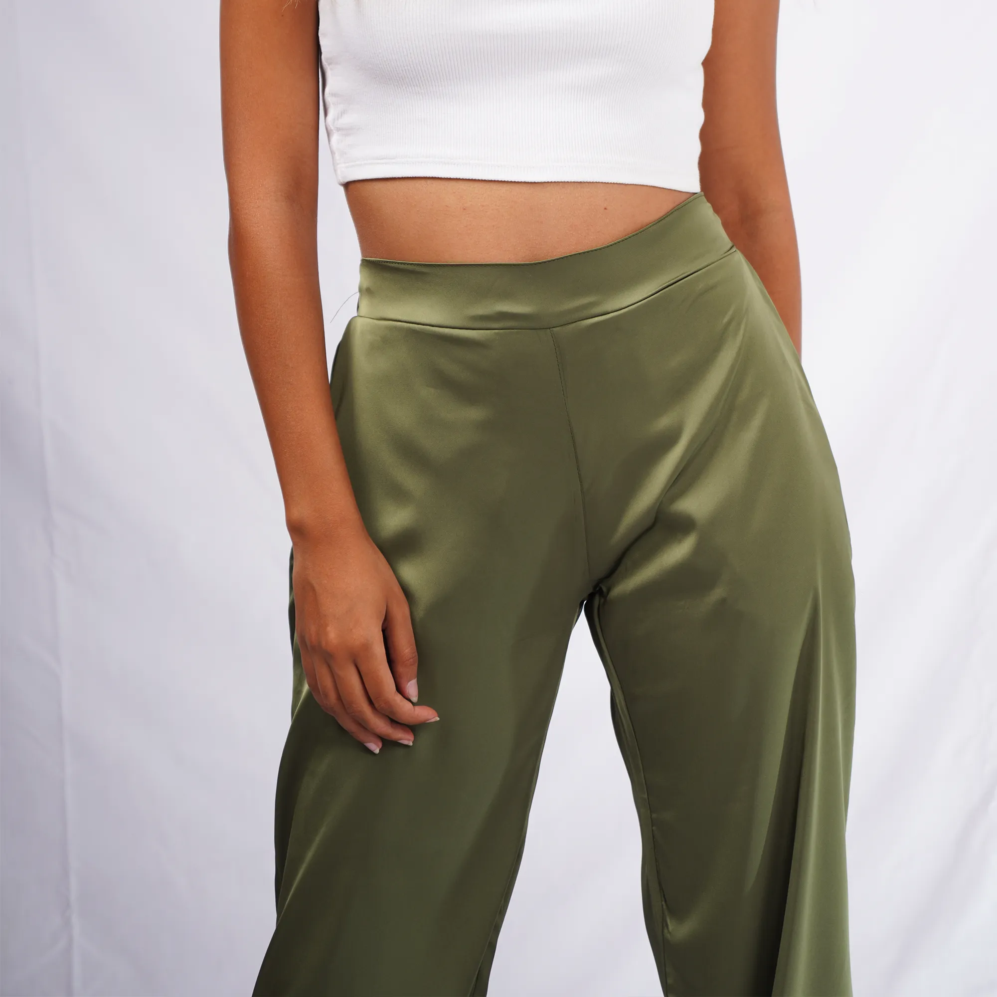 Olive Silk Pants