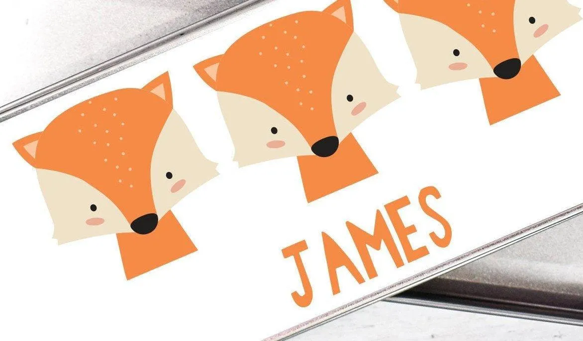 Personalised Fox Pencil Case, Fox School Pencil Case, Kids Fox Metal Pencil Case, Boys School Pencil Tin, Fox Gifts,