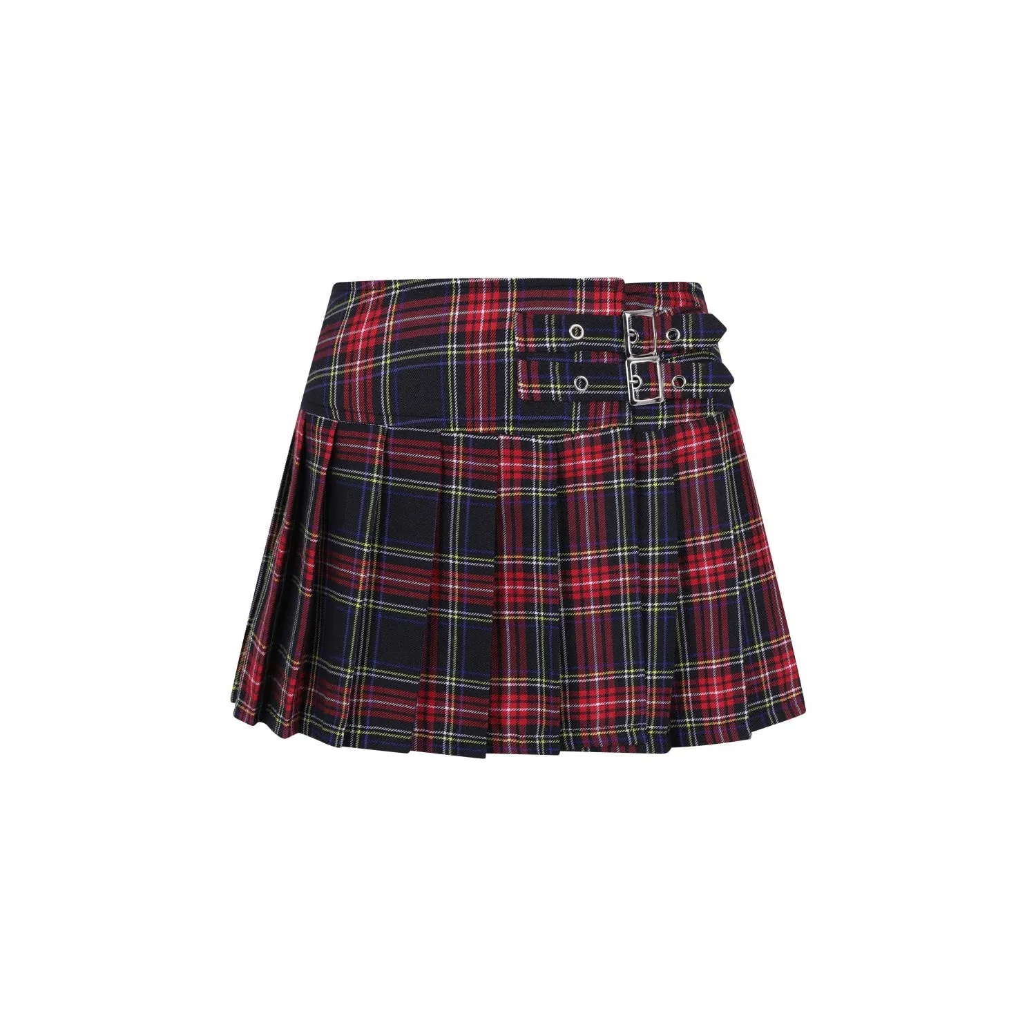 Red Black Womens Tartan Mini Skirt