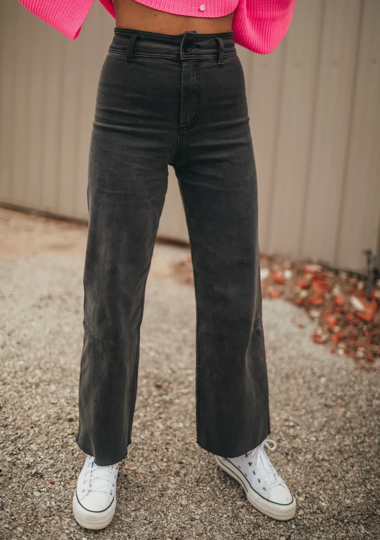 Washed Black Wide Leg Pant