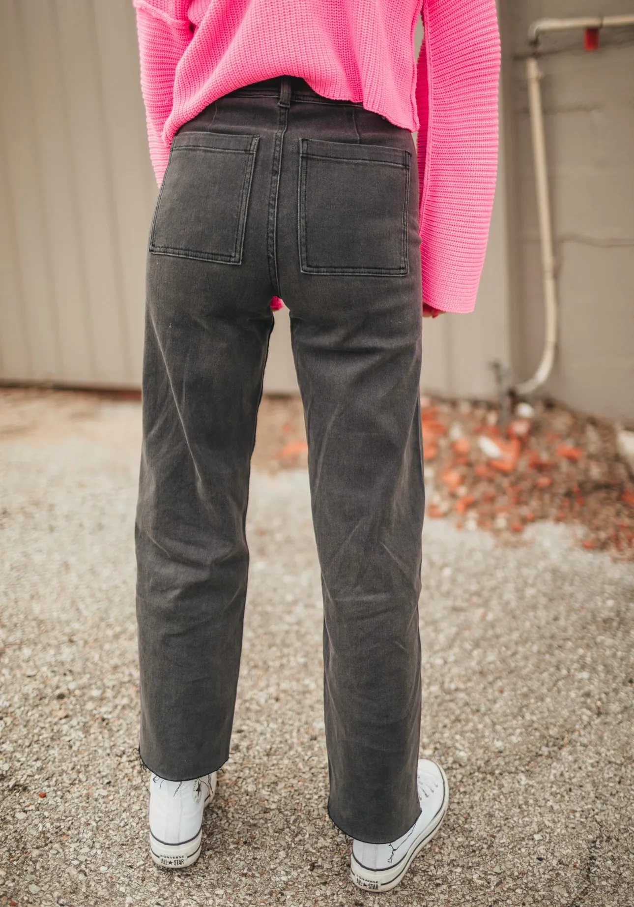 Washed Black Wide Leg Pant