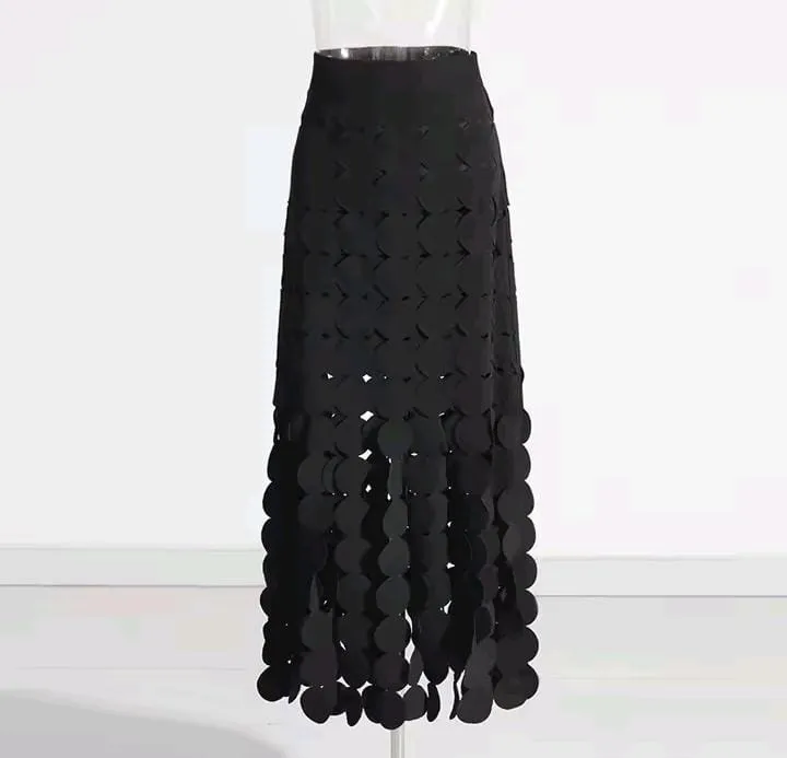 Women Tassel Flowers High Waist Long Skirt    141574